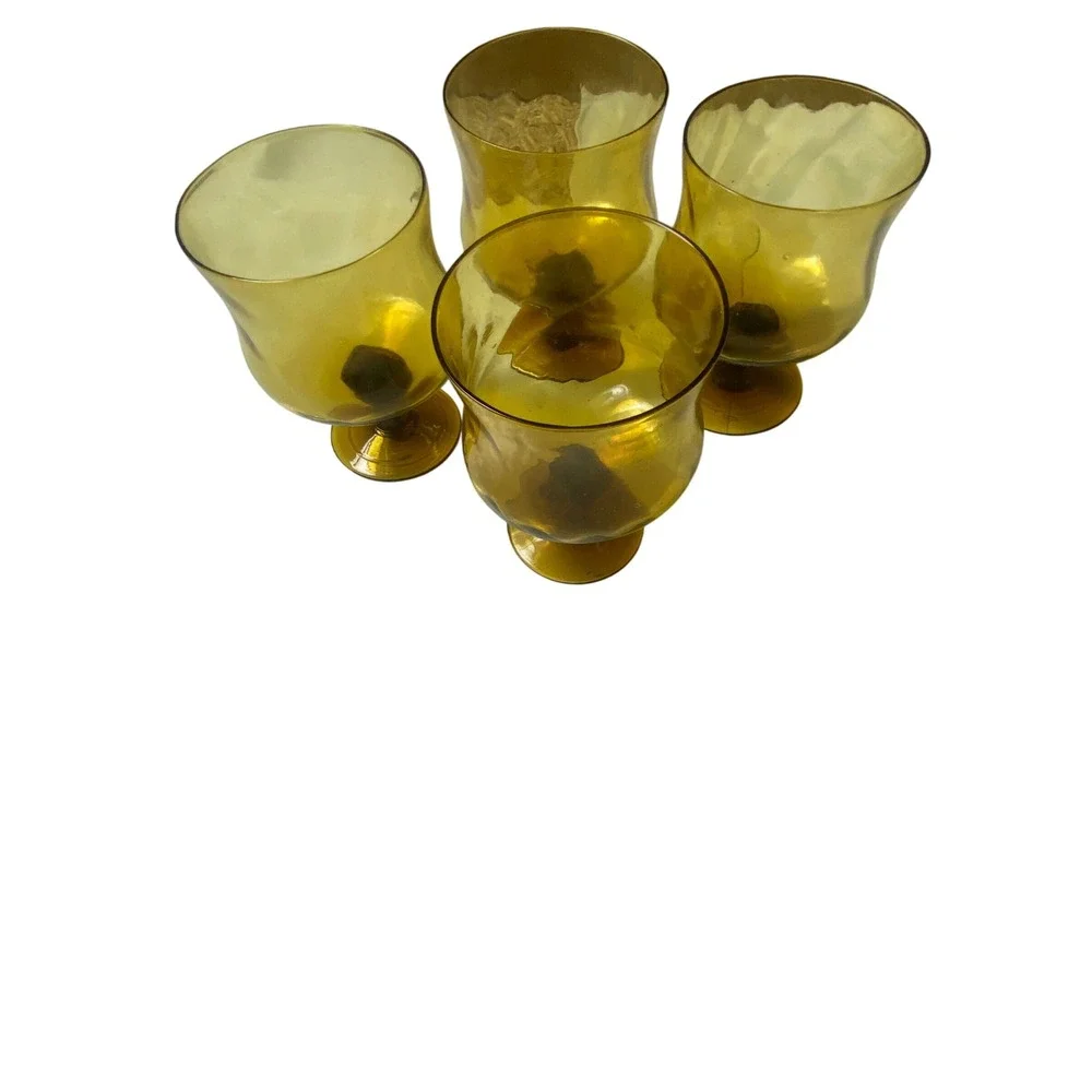 Vintage Amber Glass Scalloped Dessert Berry Bowls Set of 3 MCM Retro Fluted
